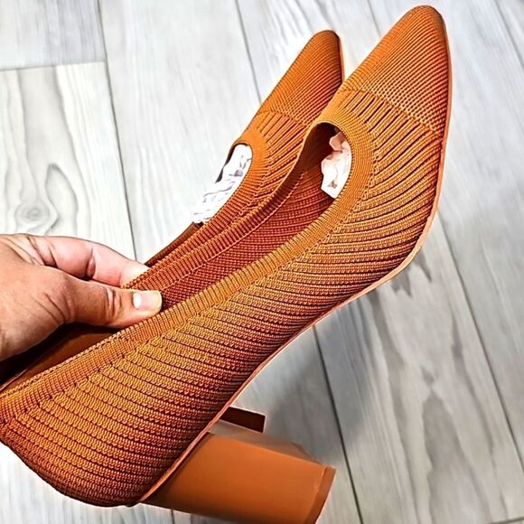 (74-3734) Coutgo Womens Chunky High Heels Knit Pointed Closed Toe Heel Sz 11 - Picture 7 of 10